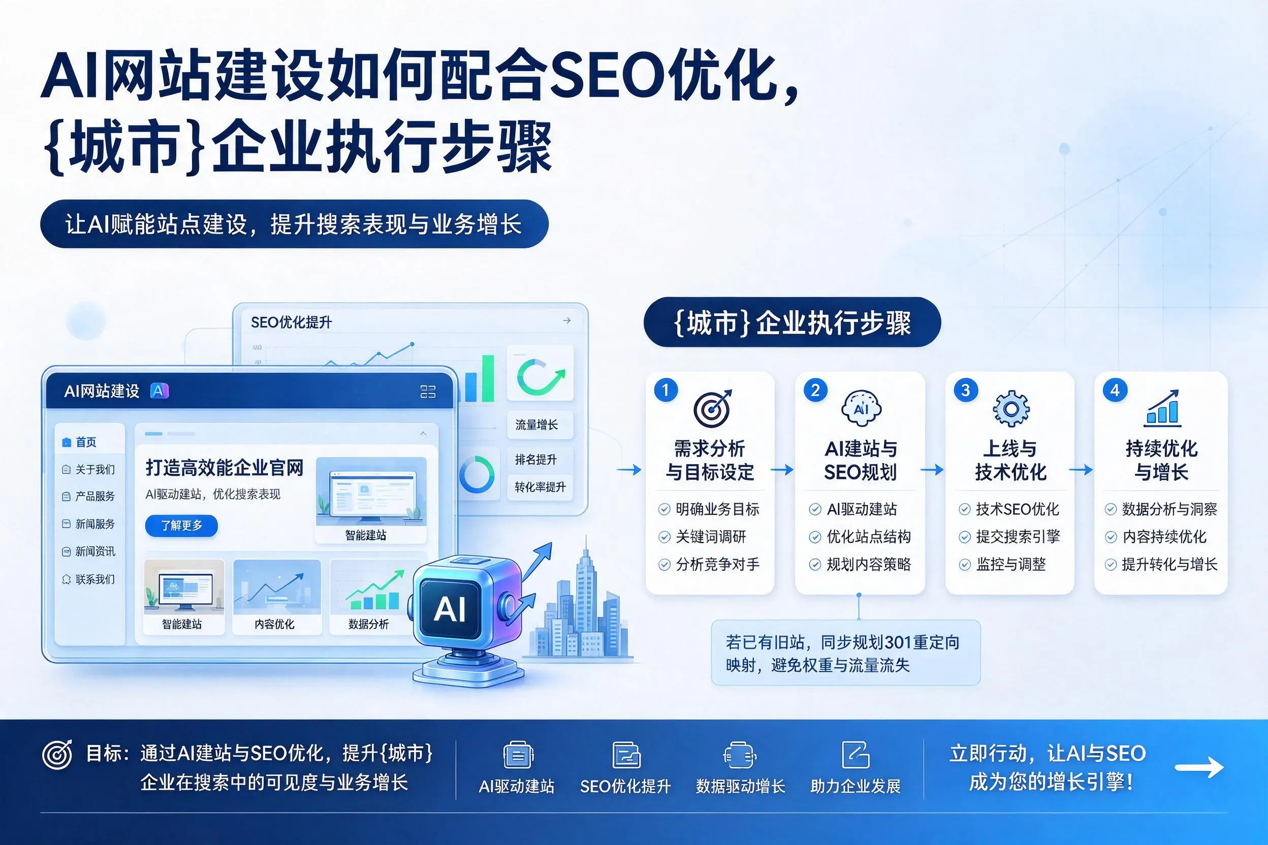 AI网站建设如何配合SEO优化，上海企业执行步骤